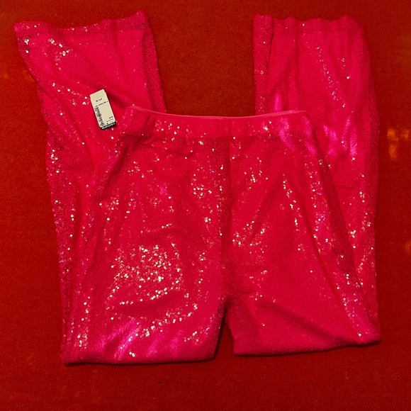 Main Strip Barbiecore pink sequins flared pants NWT - Picture 10 of 11